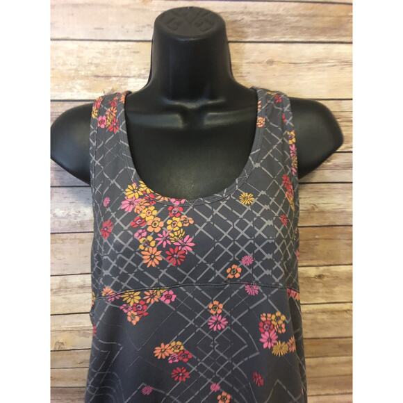 LOLE Womens Tank Top Size Small Gray Floral Razor Back Shirt Workout Running Fit - Picture 7 of 12